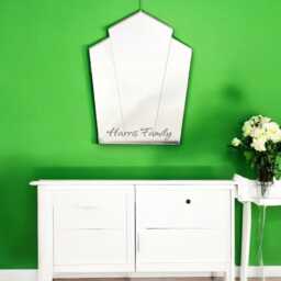 Art Deco Pentagon Fan Shaped Mirrors With White Backing & Hooks, Bespoke Shapes/Sizes Made - thumbnail 4