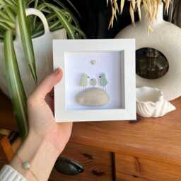 Baby Gift, Sea Glass Birds Personalised Art, Couples New Family & Then There Were Three, Baby Gift For Them, Pregnancy - thumbnail 3