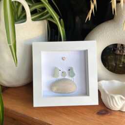 Baby Gift, Sea Glass Birds Personalised Art, Couples New Family & Then There Were Three, Baby Gift For Them, Pregnancy - thumbnail 2
