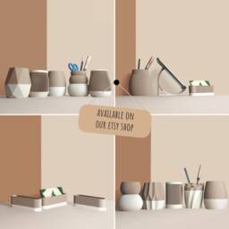 Pencil Pots, Desk Organizer Made With Recycled Wood, Idea For Office Accessories, Storage & Decoration, Scandinavian Design, Gift Home - thumbnail 3
