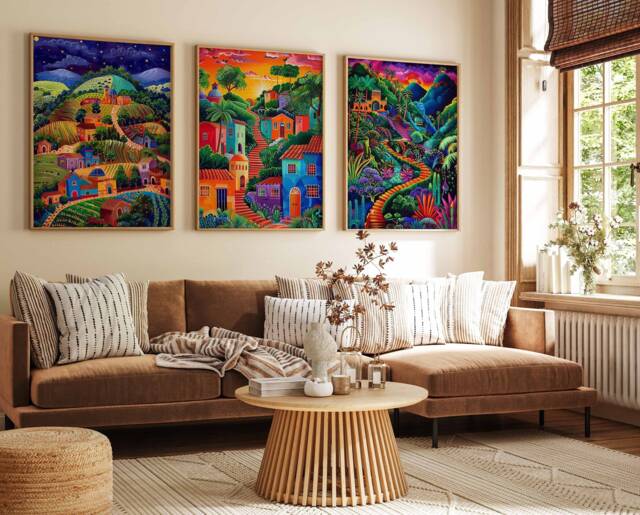 Set Of 3 Mexico Posters, Trave Prints, Art, Botanical Decor, Floral Latin America Wall North American Travel Print - image 1