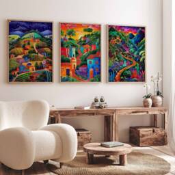 Set Of 3 Mexico Posters, Trave Prints, Art, Botanical Decor, Floral Latin America Wall North American Travel Print - thumbnail 3