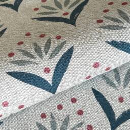 1295. Spray Block Print in Indigo - Linen Look, 100% Cotton Cushion Cover, Various Sizes - thumbnail 3