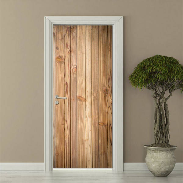 Wooden Planks Wall Sticker, Door Wood Decal, Textured Cover, Wallpaper Mural, Wrap For Fridge - image 1