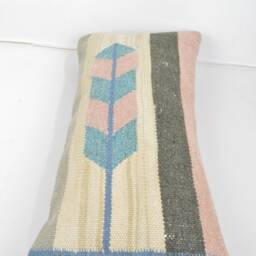 Lumbar Kilim Pillow Cover Handmade Wool Cushion, Vintage Home Decor - 24x12 - thumbnail 4