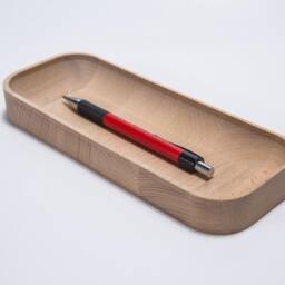 Beechwood Pen Tray, Wood Pencil Holder For Desk, Key Wooden Desk Organizer, Office Desktop Accessories, Work From Home, New Job Gift - thumbnail 2