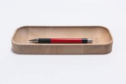 Beechwood Pen Tray, Wood Pencil Holder For Desk, Key Wooden Desk Organizer, Office Desktop Accessories, Work From Home, New Job Gift - thumbnail 1
