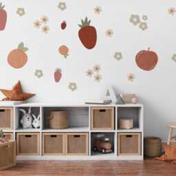 Strawberry Wall Decals Fruit Nursery Stickers, Decor, Boho Art, Peach Decals, Baby Girl Room Decor - thumbnail 2