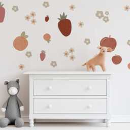 Strawberry Wall Decals Fruit Nursery Stickers, Decor, Boho Art, Peach Decals, Baby Girl Room Decor - thumbnail 3