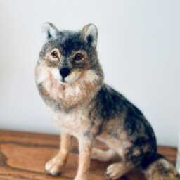Needle Felted Grey Wolf Sculpture Handmade Wool Wolf, Realistic Woodland Animal Art, Forest Decor, Unique Gift For Wildlife Lovers - thumbnail 2