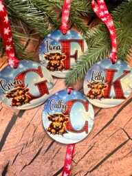 Personalized Highland Cow Christmas Ornament Tartan Name Bauble - thumbnail 1