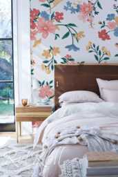 Colorful Flowers - Removable Wall Mural, Design, Covering, Reusable, Peel & Stick, Self Adhesive, Decal, Classic, Repositionable #29 - thumbnail 1