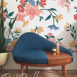 Colorful Flowers - Removable Wall Mural, Design, Covering, Reusable, Peel & Stick, Self Adhesive, Decal, Classic, Repositionable #29 - thumbnail 2