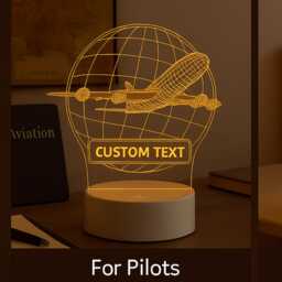 Personalized Airplane Led Night Light Custom Engraved Acrylic Desk Lamp - thumbnail 4