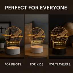 Personalized Airplane Led Night Light Custom Engraved Acrylic Desk Lamp - thumbnail 3