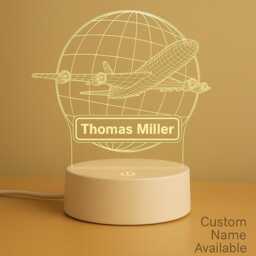 Personalized Airplane Led Night Light Custom Engraved Acrylic Desk Lamp