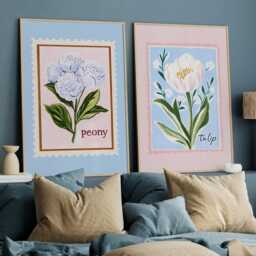 Set Of 2 Coquette Posters, Peony Print, Tulip Grandmillenial, Cottagecore, French Cottage, Chinoiserie, Nancy Meyers, Art - thumbnail 3