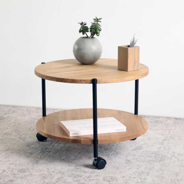 Round Solid Oak Coffee Table Scandinavian Living Room Furniture - image 1