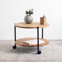Round Solid Oak Coffee Table Scandinavian Living Room Furniture - thumbnail 3