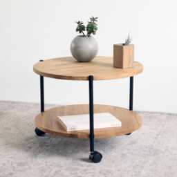 Round Solid Oak Coffee Table Scandinavian Living Room Furniture