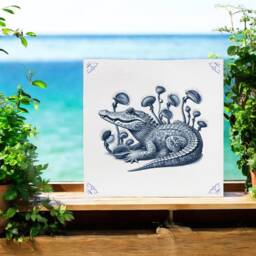 Alligator, Tile, Delft Blue, Kitchen Bathroom Wall Art, Blue Ceramic, Backsplash, Alligator Decor, Everglades - thumbnail 3