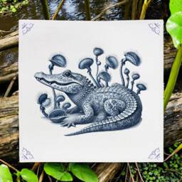 Alligator, Tile, Delft Blue, Kitchen Bathroom Wall Art, Blue Ceramic, Backsplash, Alligator Decor, Everglades - thumbnail 2