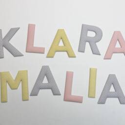 Fabric Letters in Pink/Grey Mustard Yellow - Door Letters, Wall Name Letters For The Children's Room - thumbnail 2