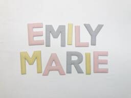 Fabric Letters in Pink/Grey Mustard Yellow - Door Letters, Wall Name Letters For The Children's Room - thumbnail 1
