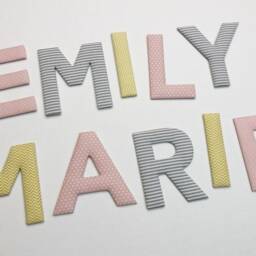 Fabric Letters in Pink/Grey Mustard Yellow - Door Letters, Wall Name Letters For The Children's Room - thumbnail 3