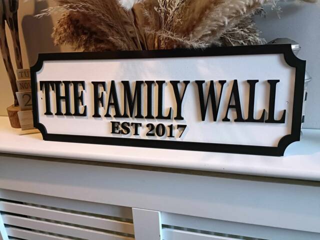 The Family Wall/Est Date - Street Sign 3D Look Personalised Wall Mount Mdf Home Decor Gift Birthday Wedding Christmas -3 Sizes - image 1