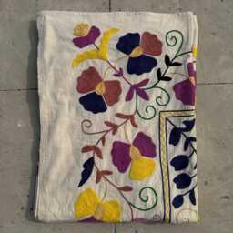 Ethnic Hand-Embroidered Cotton Suzani Quilt - Vibrant Bohemian Throw, Reversible Bedspread, Home Accent - thumbnail 4
