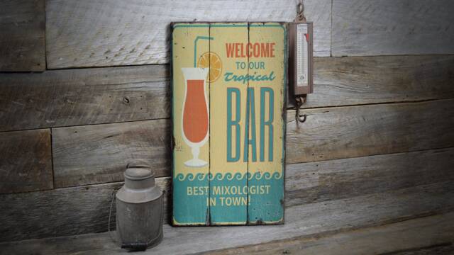 Tropical Bar Decor, Wooden Wood Love To Drink, Drink Fun Sign, Sale Wall Decor - Old Signs - image 1
