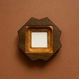 Square Wood Photo Frame , Brown Frame, Natural With An Original Shape - thumbnail 2