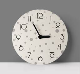 Minimalist Wall Clock With Gray Polka Dots - Scandinavian Modern Silent - Neutral Wall Decor For Living Room, Kitchen, Office - thumbnail 1