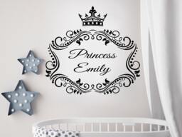 Princess Name Wall Decal - Personalized Custom Decals Vinyl Sticker Home Decor Crown Art Mural Nursery Girl Room Op9