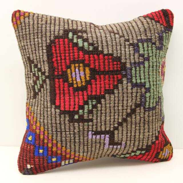 Vintage Kilim Pillow Cover 16x16 Boho Home Decor - image 1