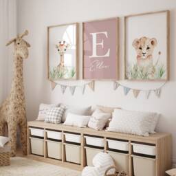 Safari Prints For Nursery Set Of 3, Jungle Animal Theme Decor, Gender Neutral Kids Wall Art, Boys Girls Posters - thumbnail 2