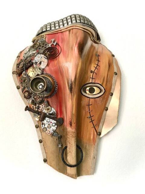 Handmade Palm Frond Steampunk Warrior Mask - image 1