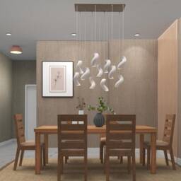 Modern Artistic Ceramic Chandelier, Curved Sculptural Interior Lighting, Plug in/Hardwired - Naaya Cavatappi - thumbnail 3