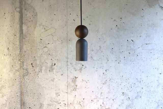 Black Concrete Pendant Light Modern Handmade Wood Accent - image 1