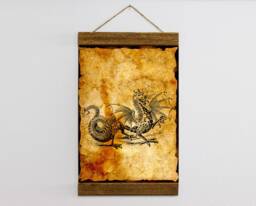 Dragon Drawing Wood Framed Canvas Print, Poster Wall Art, Illustration Art Print Home Decor - thumbnail 1