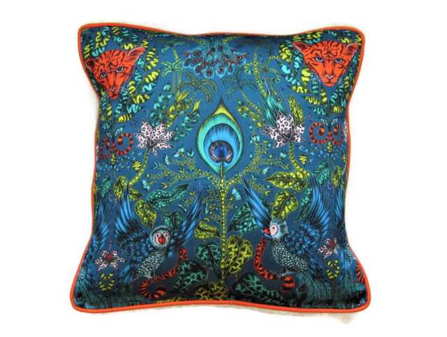 Clarke & Clarke, Turquoise Blue Burnt Orange Satin Cotton Cushion Cover - image 1