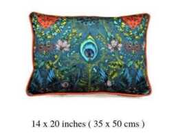 Clarke & Clarke, Turquoise Blue Burnt Orange Satin Cotton Cushion Cover - thumbnail 3