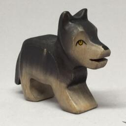 Toy Wolf Baby Wooden Grey Black Size 5, 0 X 3, 0 1, 7 cm - Bxhxs Approx. 11, 5 Gr - thumbnail 3