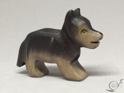 Toy Wolf Baby Wooden Grey Black Size 5, 0 X 3, 0 1, 7 cm - Bxhxs Approx. 11, 5 Gr