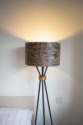 Black & Brown Wavy Abstract Lampshade For Floor Lamp Or Table Lamp, Wooden Veneer Light Shade, Extra Large 40cm 36cm 30cm Shade - thumbnail 1