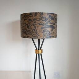 Black & Brown Wavy Abstract Lampshade For Floor Lamp Or Table Lamp, Wooden Veneer Light Shade, Extra Large 40cm 36cm 30cm Shade - thumbnail 2
