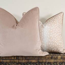 Blush Chinoiserie Antelope Pillow Cover Peach Blush Cream & White Animal Print Fawn Cushion Chic Accent Throw - thumbnail 4
