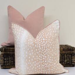 Blush Chinoiserie Antelope Pillow Cover Peach Blush Cream & White Animal Print Fawn Cushion Chic Accent Throw - thumbnail 3