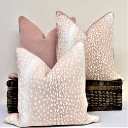 Blush Chinoiserie Antelope Pillow Cover Peach Blush Cream & White Animal Print Fawn Cushion Chic Accent Throw - thumbnail 2